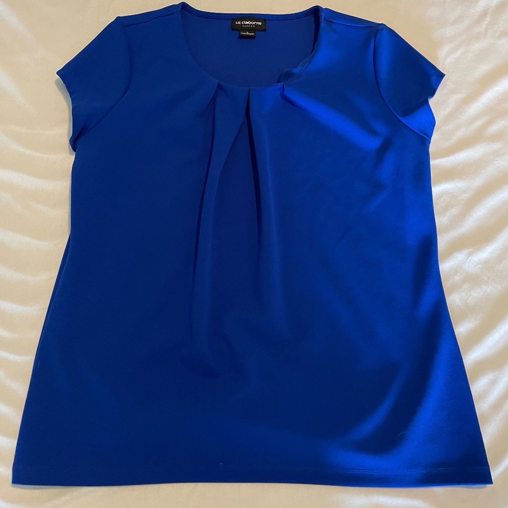 Liz Claiborne Blue Short Sleeve Blouse